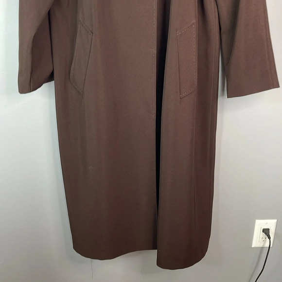 UTEX Hooded Trench Coat Brown Raglan Sleeves Pockets Padded Shoulders Classic 12 - Picture 4 of 14